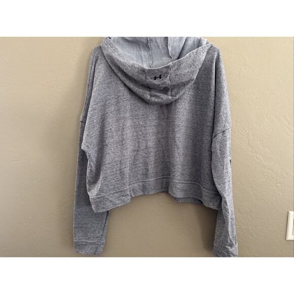 Under Armour Women’s 1/4 Zip XL Gray Fleece Oversized Hoodie Pullover 1351806 - Picture 8 of 10